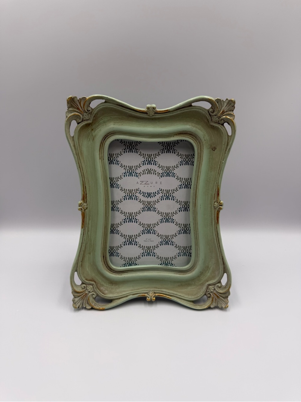Azzure Home Mint Green Gold Ornate 4x6 Vintage-Inspired Picture Frame